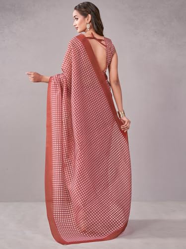 Image of Satrani Women's Chanderi Printed Saree with Unstitched Blouse Piece