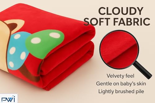 Image of PWI Baby Wrapper Blanket for Newborn | Ultra Soft Cloudy Fabric | Double Layer for All-Season Use | 80x110 cm | Swaddle Blanket for 0-3 Years (Red)