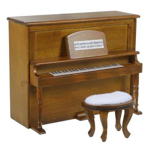 Juego de piano y taburete en miniatura para casa de muñecas, modelo de piano de madera, modelo de piano para decoración y bricolaje, 13 x 10,3 x 5,5 cm