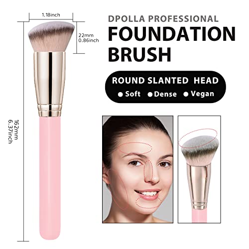 Makeup Brushes Dpolla Pro Foundation Brush And Flawless Concealer Brush Perfect For Any Look Premium Luxe Hair Contour Brush Perfect For Blending Liquid,Buffing,Cream,Sculpting,Mineral Makeup(Pink) #TOP3