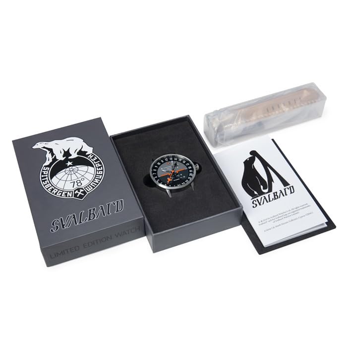Svalbard ISBJØRNEN 24 Horas Cuarzo Suizo Acero Negro Blanco Cuero Fecha Reloj Hombre, gris