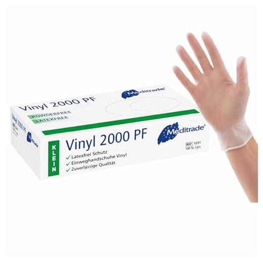 Meditrade 1251S Vinyl 2000 PF Untersuchungshandschuhe aus Vinyl, puderfrei, nicht steril, Größe S, Packung mit 100 Handschuhen