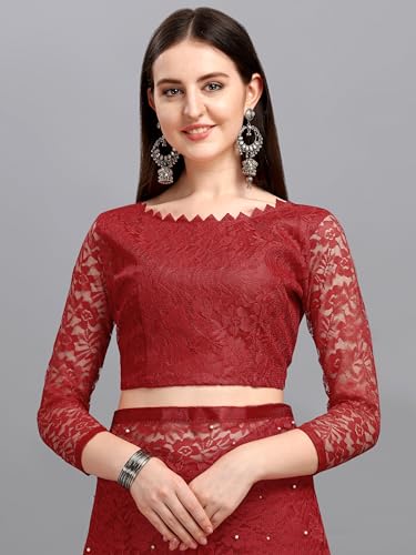 Image of LOROFY Women's Brasso Net Saree With Blouse