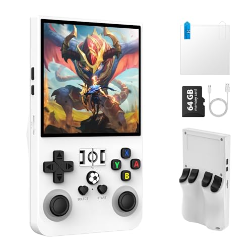 Image of R36MAX Retro Handheld Game Console, Retro Gaming Console 4.0'' IPS HD Screen, Portable Video Game Console with Open Linux System & 4000mAh Battery (Transparent White 64GB)