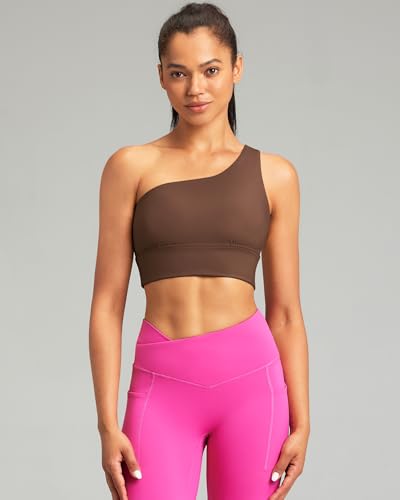 Image of Queenie Ke Womens One Shoulder Sports Bra Left Side Strap Yoga Bras Gym Training Workout Crop Tops