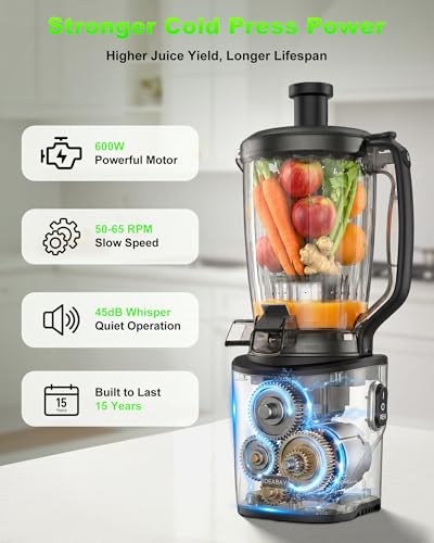 Image of Cold Press Juicer 2026 Upgrade 6.5 inch Wide Feed Chute Masticating Juicer
