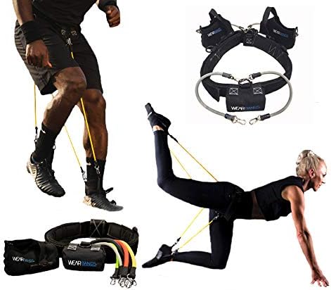 WearBands Sistema de entrenamiento y ejercicio de bandas de resistencia de 3 niveles para deportes, fitness, construcción y tonificación de glúteos,