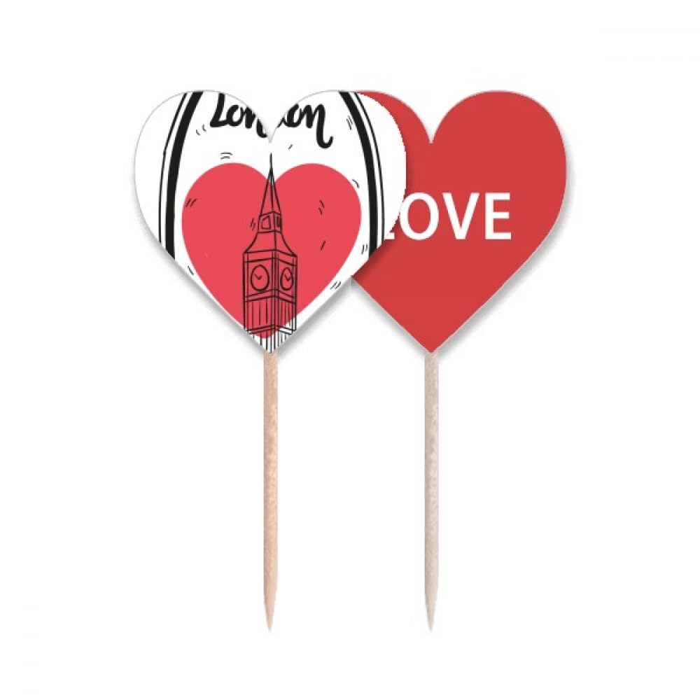 Love cure-dents drapeau cœur Londres pics cupcake décoratifs pour gâteaux