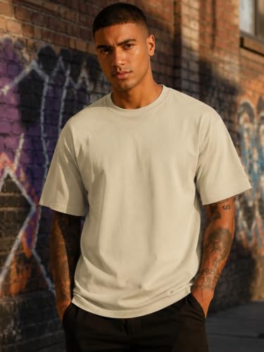Image of KEEPSHOWING Mens Oversized Short Sleeve T-Shirts Cotton Loose Fit Tees