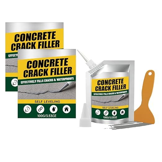 Concrete Crack Filler, Self Levelling Concrete Crack Filler and Sealant Outdoor Waterproof, High Elasticity Cement Cracks Fillers, Self Leveling Concretes Slab Repair Seala, Indoor Outdoor Use (2PC)