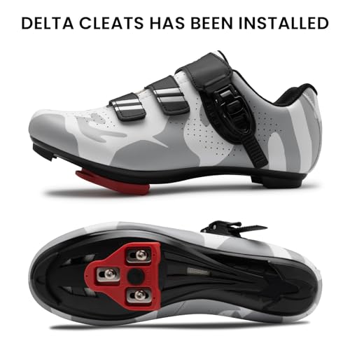 Image of Cycling Shoes for Men Women Compatible with Peloton Bike, Indoor Spin Shoes with Pre-Installed Delta Cleats, Comfortable & Safe Unisex Outdoor Road Cycling Shoes