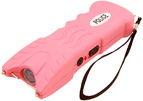 POLICE Stun Gun 916-58 Billion Rechargeable with Safety Disable Pin LED Flashlight, Pink