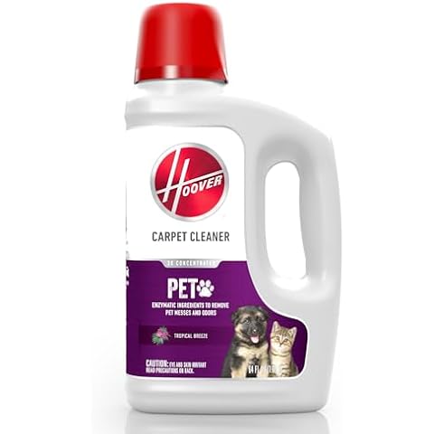 Hoover Pet Carpet Cleaner Solution, 64 oz., Tropical Breeze Scent, Deep Cleaning Carpet Shampoo Solution, Eliminates Urine Stains and Odors, Pair with Hoover Carpet Cleaner Machine Cover
