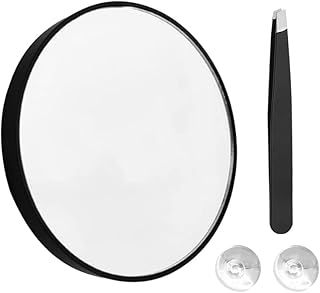 POHOVE 20X Magnifying Mirror Makeup Mirror with Suction Cup and Tweezer Round Makeup Vanity Mirror Magnifying Travel Mirror Desk Small face Mirror for Bedroom, Bathroom(size:4.5x0.7inch)