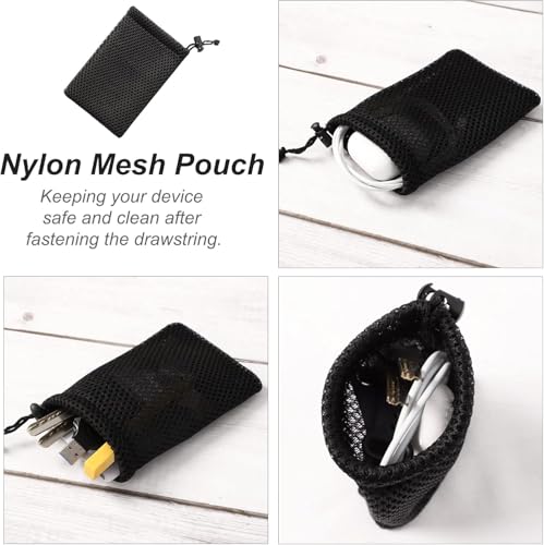 5Pcs Small Mesh Bags,Black Nylon Mesh Drawstring Bags Drawstring Net Bag Small Travel Stuff (6 x 4Inch)3