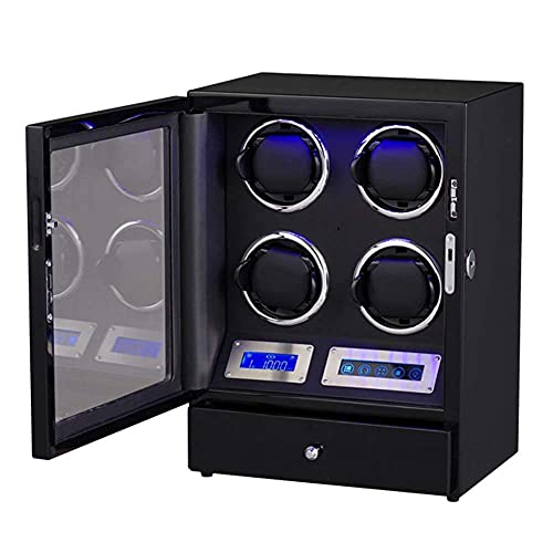 Remontoir montre automatique pour 4 montres avec moteur silencieux et lumière d'ambiance design luxueux