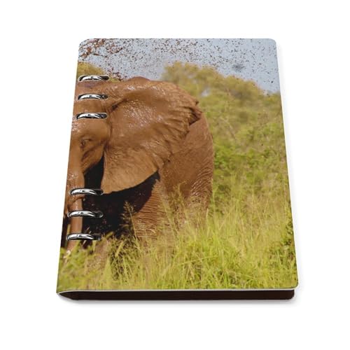 Carnet de notes A5 en cuir rechargeable motif éléphant de boue écriture