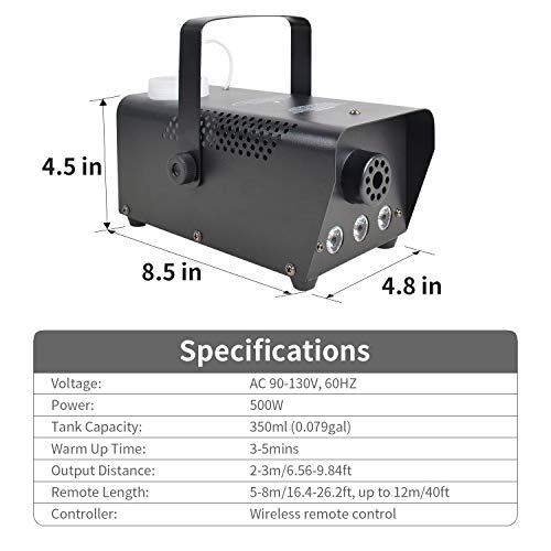 Halloween Fog Machine With Lights - 3 Stage Led Lights With 12 Colors & Strobe Effect For Party Wedding Holiday Christmas - 500W Upgraded Wireless Remote Potable Smoke Machine #TOP6