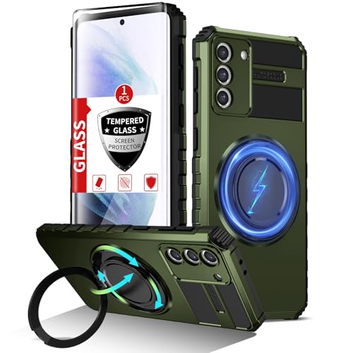 Coque antichoc Samsung S21 de qualité militaire avec anneau et charge sans fil
