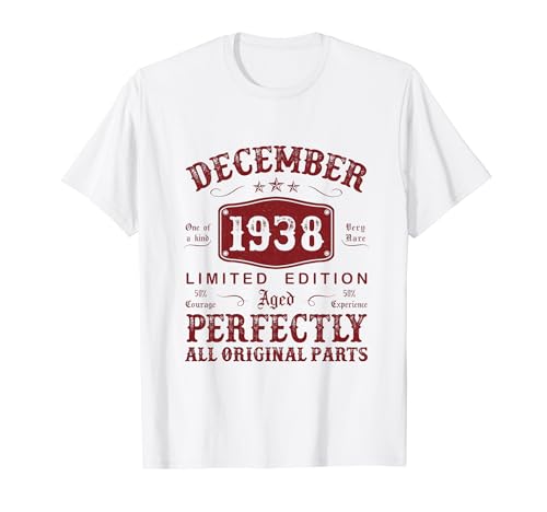 Diciembre 1938 86 Años Cumpleaños Hombre Hecho En 1938 Camiseta