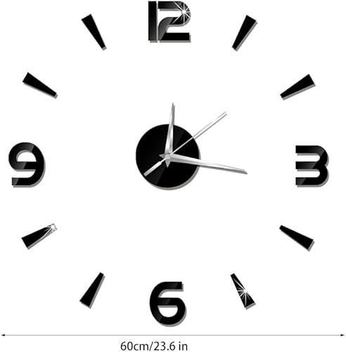 Miniatura 3 de Adhesivo de reloj de pared sin marco, gran espejo acrílico moderno, kit de reloj para decoración de hogar, sala de estar, dormitorio, oficina,