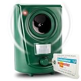 GARDIGO® Hunde- und Katzenabwehr | Hundeschreck und Katzenschreck für den Garten I Ultraschall Tiervertreiber 20-60 kHz I 120° Erfassungswinkel, 12m Reichweite | Gegen Hunde und gegen Katzen