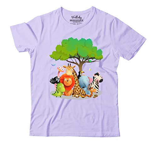Image of Boys & Girls Cute Jungle Animals Theme 100% Cotton Unisex Kids T-Shirt