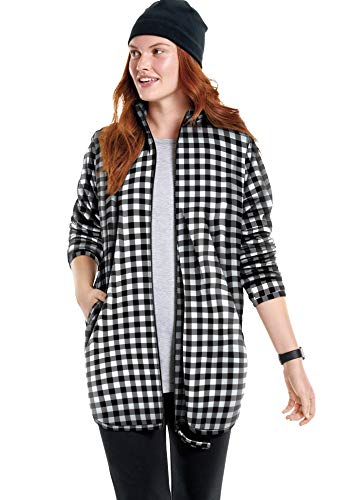 Woman Within Women's Plus Size Zip-Front Microfleece Jacket Fleece - 2X, Black #TOP5