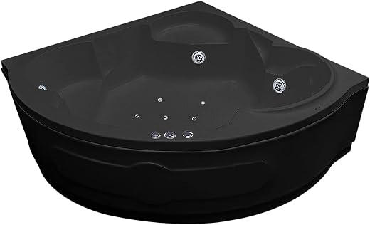 MADONNA Ambassador Acrylic 5 Feet Corner Whirlpool Massage Bathtub with Bubble Bath - Black