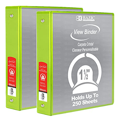 Classeur à 3 anneaux Bazic vert citron lot de 2 pour organiser vos dossiers de bureau