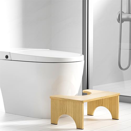 wyewye Zusammenklappbares Bambus-Töpfchen für Erwachsenen-Toilettenhocker, 17,8 cm, rutschfester Toilettenhocker, Erwachsene, Kinderhilfe und Senioren, tragbar und platzsparend, Badezimmer-Tritthocker
