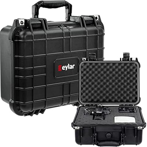 Eylar 13" Protective Hard Camera Case, IP67 Waterproof & Shockproof for Gear, Audio & Video Equipment, Drones, and Tools with Customizable Foam, TSA Approved, 13.37 Inch x 11.62 Inch x 6 Inch (Black) Cover