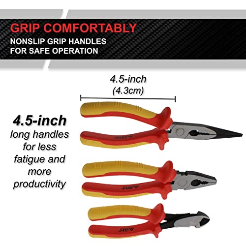 Abn Insulated Pliers Set 3-Piece Wire Stripping And Crimping Tool Electrician Pliers Stripper Crimper Wire Cutter Kit #TOP5