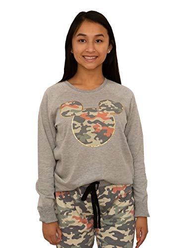 Disney Mickey Mouse Juniors Sleep Set- Long Sleeve Pajama T-Shirt, Mickey Camo Tee, Small