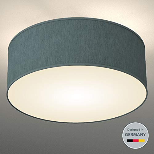 B.K.Licht Deckenleuchte 2-flammig | Runde Stofflampe in Petrol-grau - BKL1101 B.K.Licht Deckenleuchte 2-flammig | Runde Stofflampe in Petrol-grau