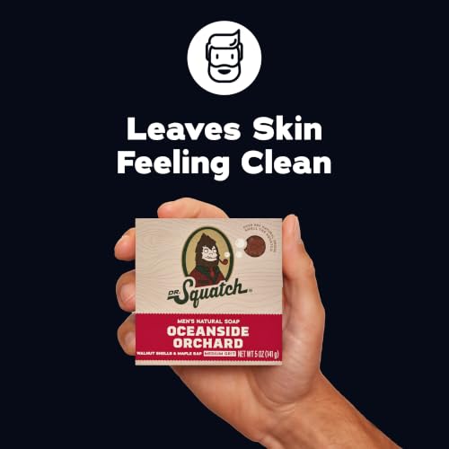 Image of Dr. Squatch Natural Men's Bar Soap - Cold Process Body Soap Bar with Natural Oils - Gifts for Men - Oceanside Orchard, Summer Citrus, Cool Fresh Aloe, Bay Rum & Pine Tar (5 oz, 5-Pack)