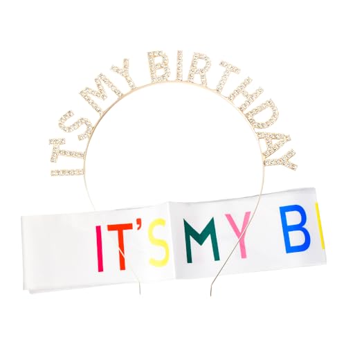 Ancnoz Verjaardag Tiara en Sjerp voor Vrouwen Meisjes IT'S MY Verjaardag Meisje Hoofdband Hoeden Kroon Strass Verjaardag Geschenken Party Decors, S