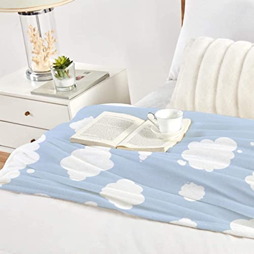 Sumedha Cloud Throw Blanket, Blue And White Gift For Girl And Boy, Lightweight Super Soft Fleece Suitable For Sofa, Chairs, Bed, 60" X 50" For Teen #TOP2