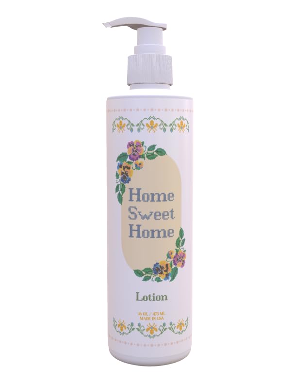 Home Sweet Home Lotion Cross Stitch Design Fresh Green Tea Lemon Scent 12 Pack 16 oz Pump Rustic