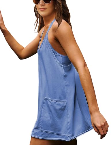 Image of Womens Sleeveless Athletic Hot Shot Mini Dress with Built-in Shorts