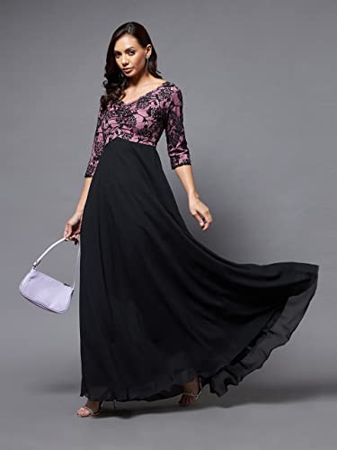 Image of Miss Chase Women's Round Neck Cap Sleeves Lace Knee -Long Skater Dress