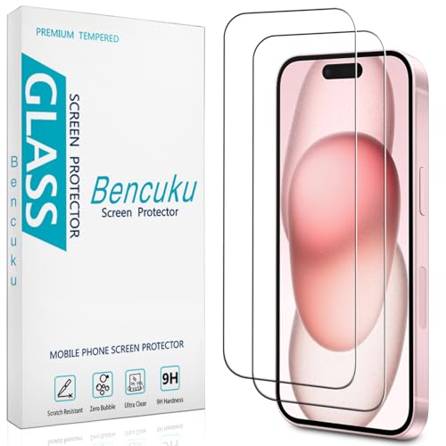 Bencuku (2 Pack) Screen Protector for iPhone 15 Tempered Glass 6.1-inch, Easy to Install, Bubble...