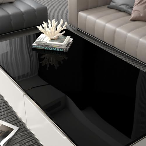 Image of CREON Glossy Black Peel and Stick Wallpaper Waterproof Easy to Clean Roll Decorative Kitchen Cabinet Table Closet (in 12X60, Black Glossy WP)
