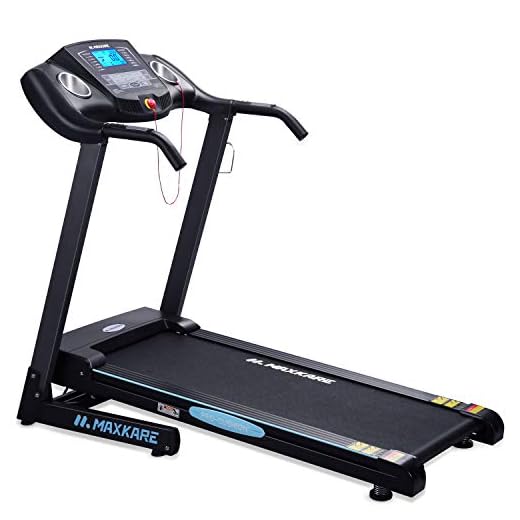 MaxKare Electric Folding Treadmill Running Machine 2.5HP Power 8.5MHP Speed 12-Level Auto Incline Adjustment with Pre-Set Training Programs Large LCD Display Cup Holder for Home Use