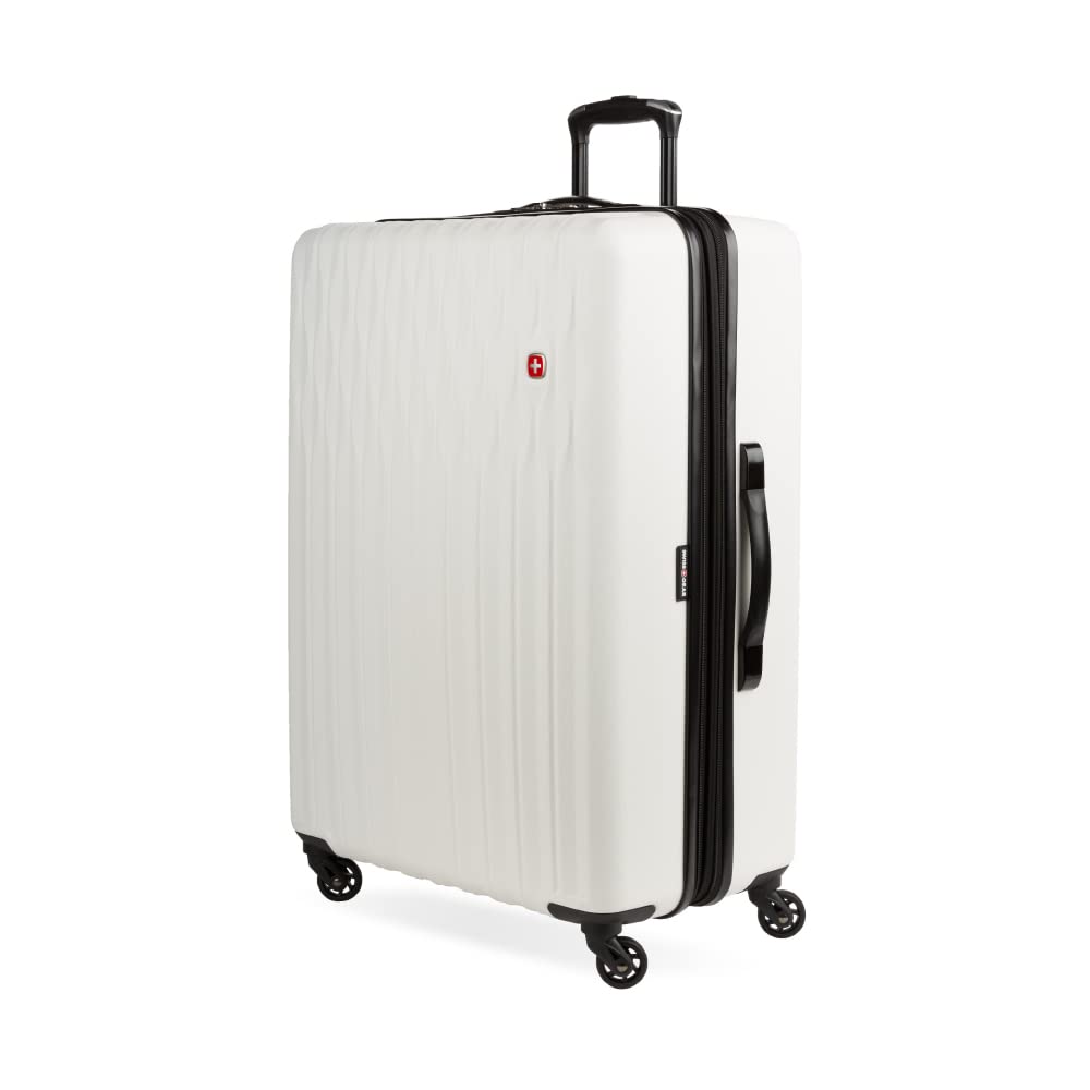 Photo 1 of SwissGear 8018 Hardside Expandable Luggage with Spinner Wheels, White, Checked-Large 27-Inch Checked-Large 27-Inch White