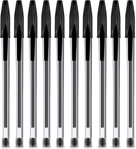 G4GADGET Pack of 50 Black Pens - Medium Tip Fluent Smooth Writing Black Biro Ballpoint Pens - Image 7
