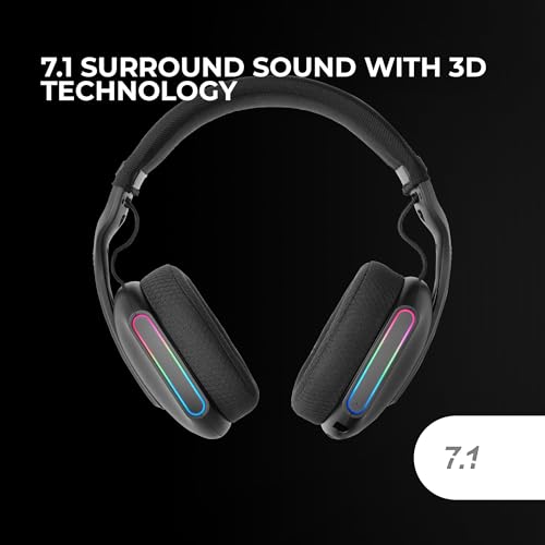 Mars Gaming MHW-PRO, Kabelloses Gaming-Headset ARGB Flow, 3D Surround Sound 7.1, Bluetooth 5.3 + 2.4GHz + 3,5-mm-Klinke, Ultraleichtes Ergonomisches Design, Duales Mikrofon, Multiplattform, Schwarz