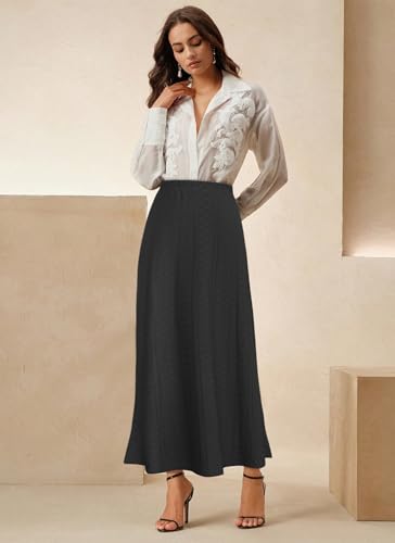 Herou Women Maxi Skirts Eyelet Elastic High Waist Long Skirts Boho Floral Print Mesh Mermaid Skirt for Women with Underneath3