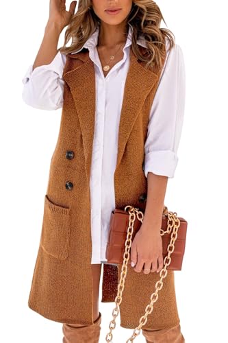 Image of IDEALSANXUN Womens Long Sweater Vest Fall Winter Sleeveless Knit Cardigan Outerwear