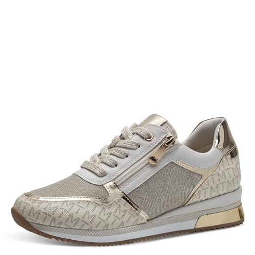 MARCO TOZZI Damen Sneaker flach mit Schnürsenkeln Freizeit, Beige (Cream comb), 39 EU